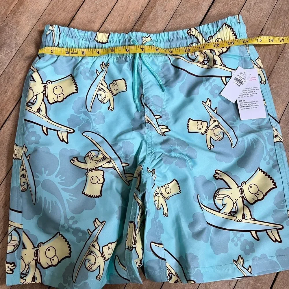 Kids Swim Shorts with Cartoon Print - Blue